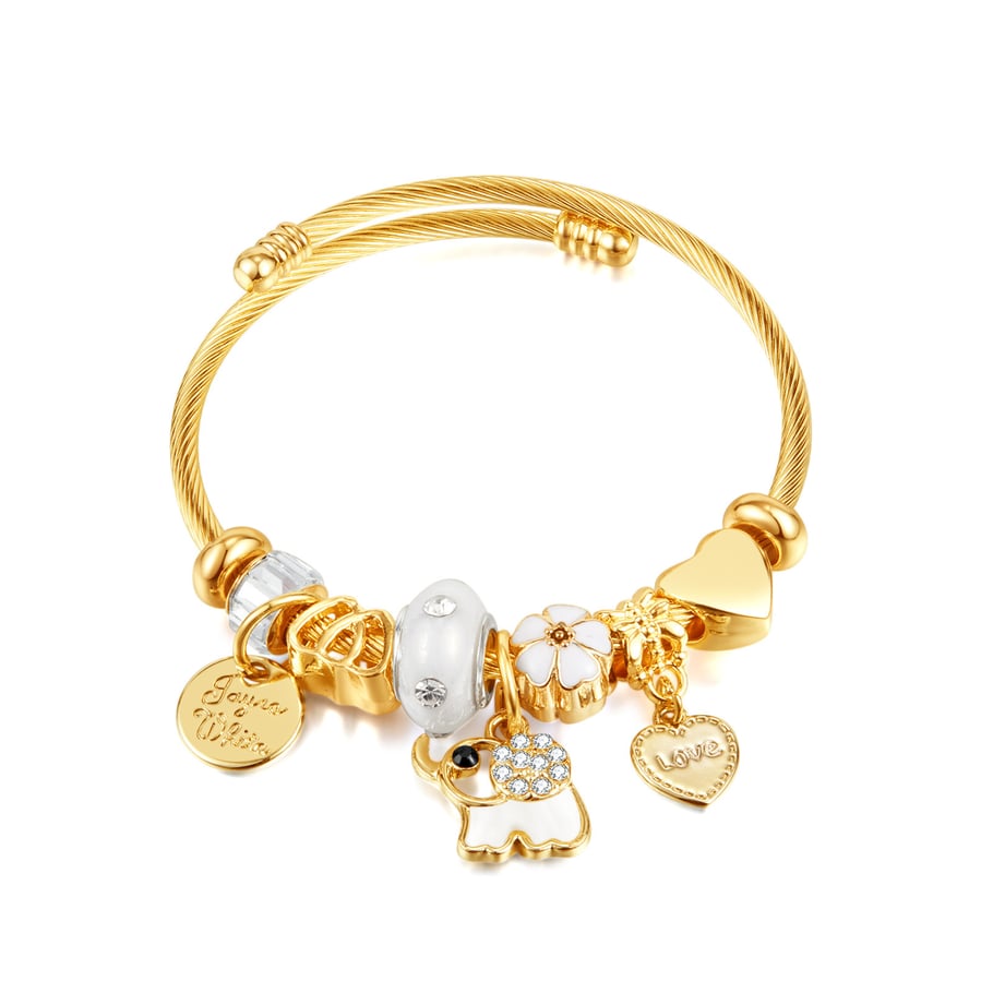 1 pieza de pulseras de acero inoxidable con diseño de animales lindos para mujer 