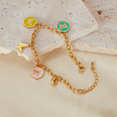 1 Stück Simple Series Daily Animal Edelstahl Goldfarben Damen Charm Armbänder h5 Bild2