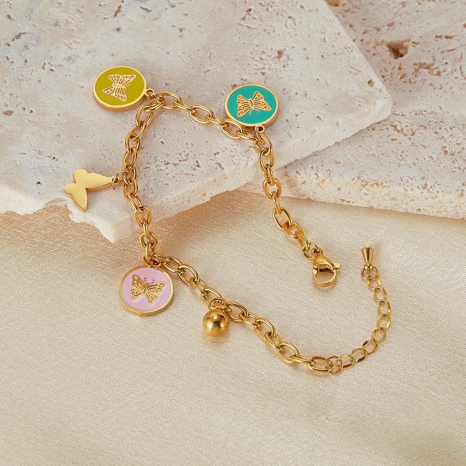 1 Stück Simple Series Daily Animal Edelstahl Goldfarben Damen Charm Armbänder Bild2
