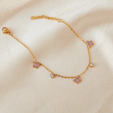 1 Stück Simple Series Daily Plant Edelstahl Goldfarben Damen Charm Armbänder h5 Bild2