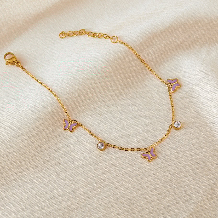 1 Stück Simple Series Daily Plant Edelstahl Goldfarben Damen Charm Armbänder Bild2