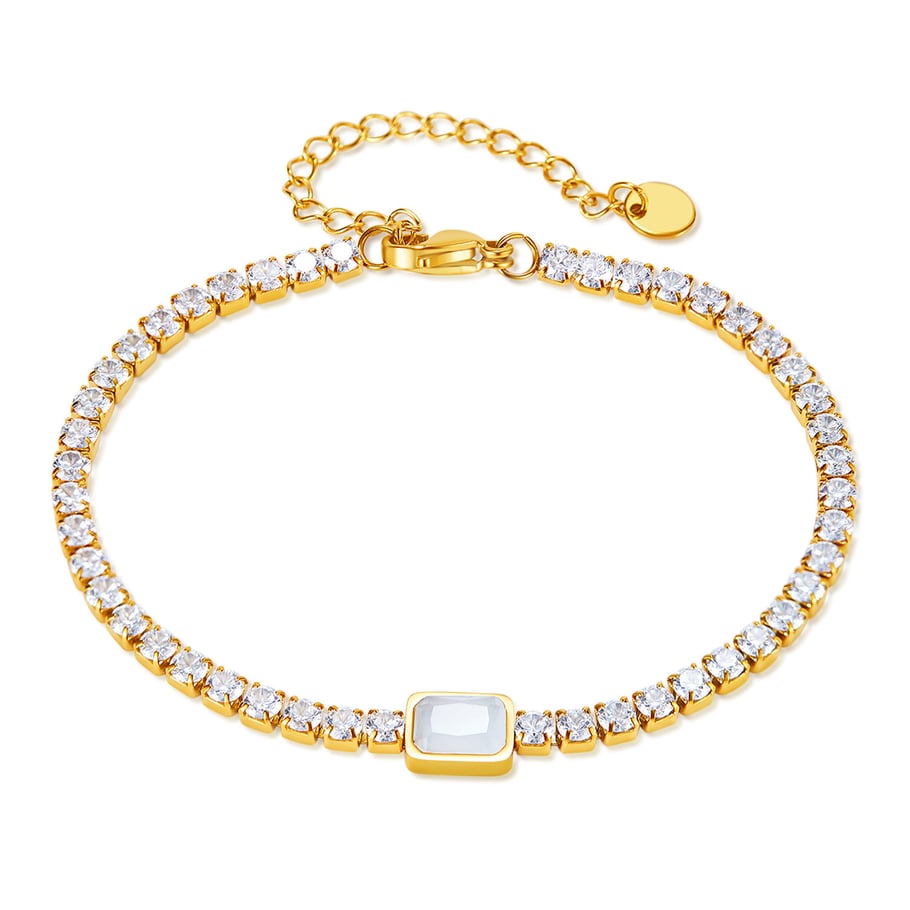 pulsera de cadena de acero inoxidable para mujer, de 1 pieza, con diseño geométrico diario,  