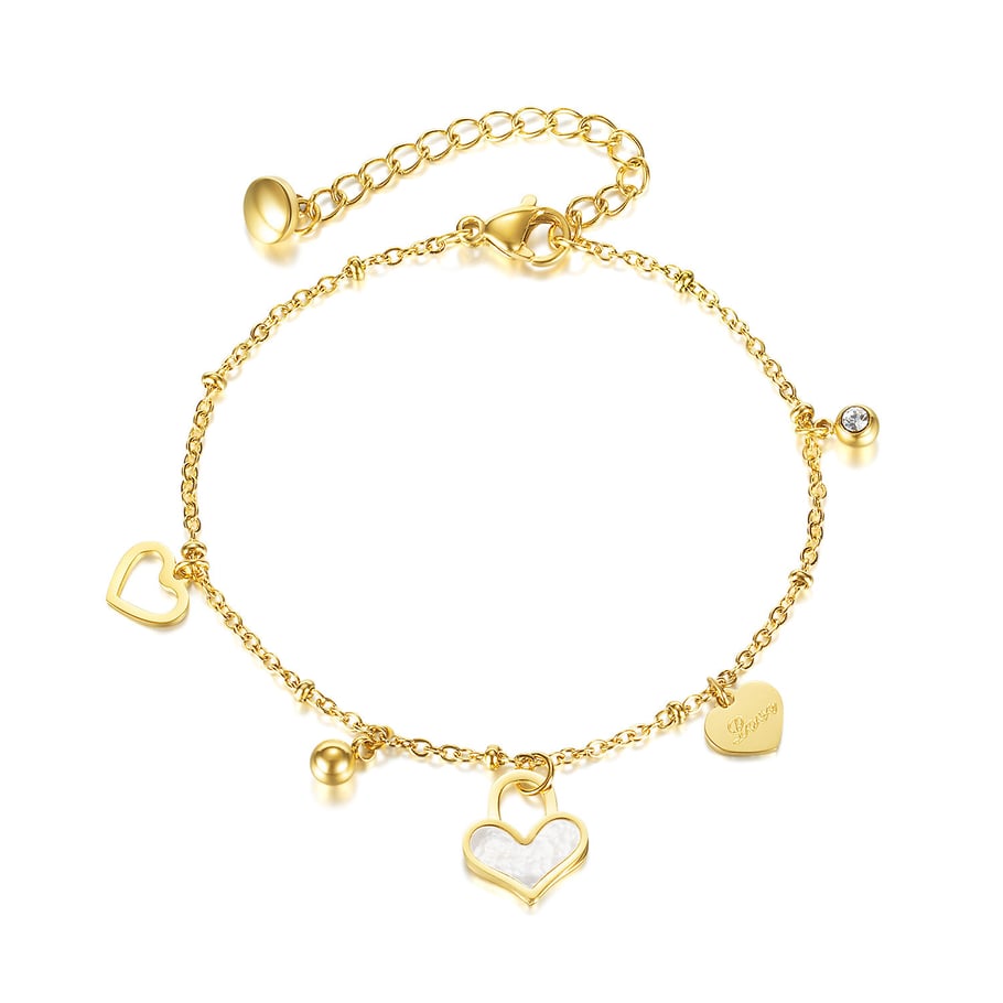 1 Stück Simple Series Daily Heart Edelstahl Goldfarben Damen Charm Armbänder 