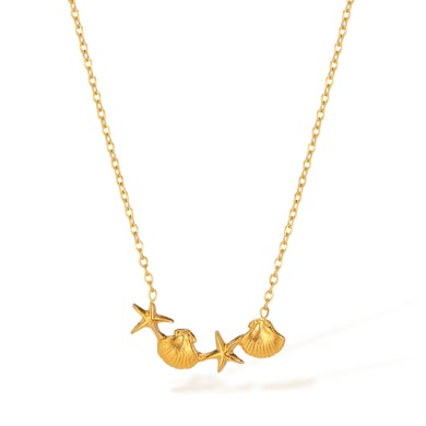1 Piece Vacation Series Marine Starfish Stainless Steel Gold Color Women's Pendant Necklaces h5 