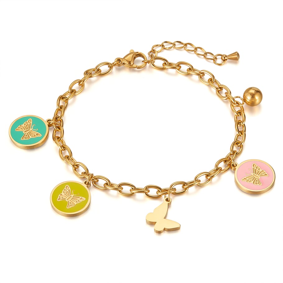 1 Stück Simple Series Daily Animal Edelstahl Goldfarben Damen Charm Armbänder 