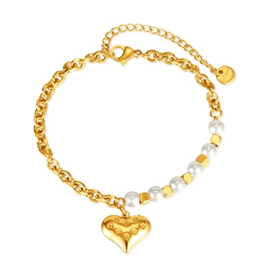 1 Stück Simple Series Simple Heart Edelstahl Goldfarben Damen Charm Armbänder h5 