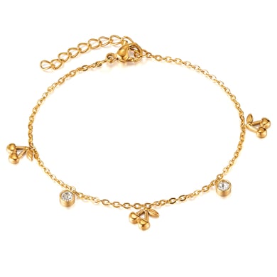 Pulsera de cadena de acero inoxidable color dorado para mujer, serie simple, 1 pieza h5 