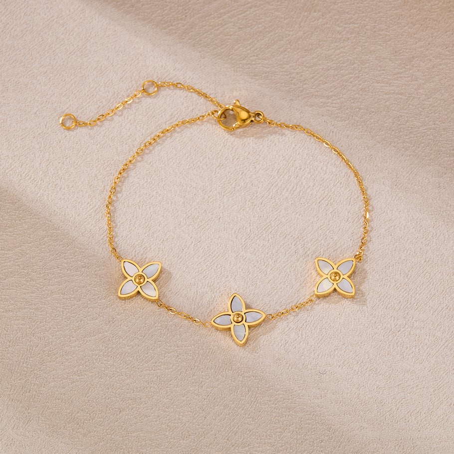 1 Stück Simple Series Tägliche geometrische Edelstahl Goldfarbene Muschel Damen Kettenarmbänder Bild2