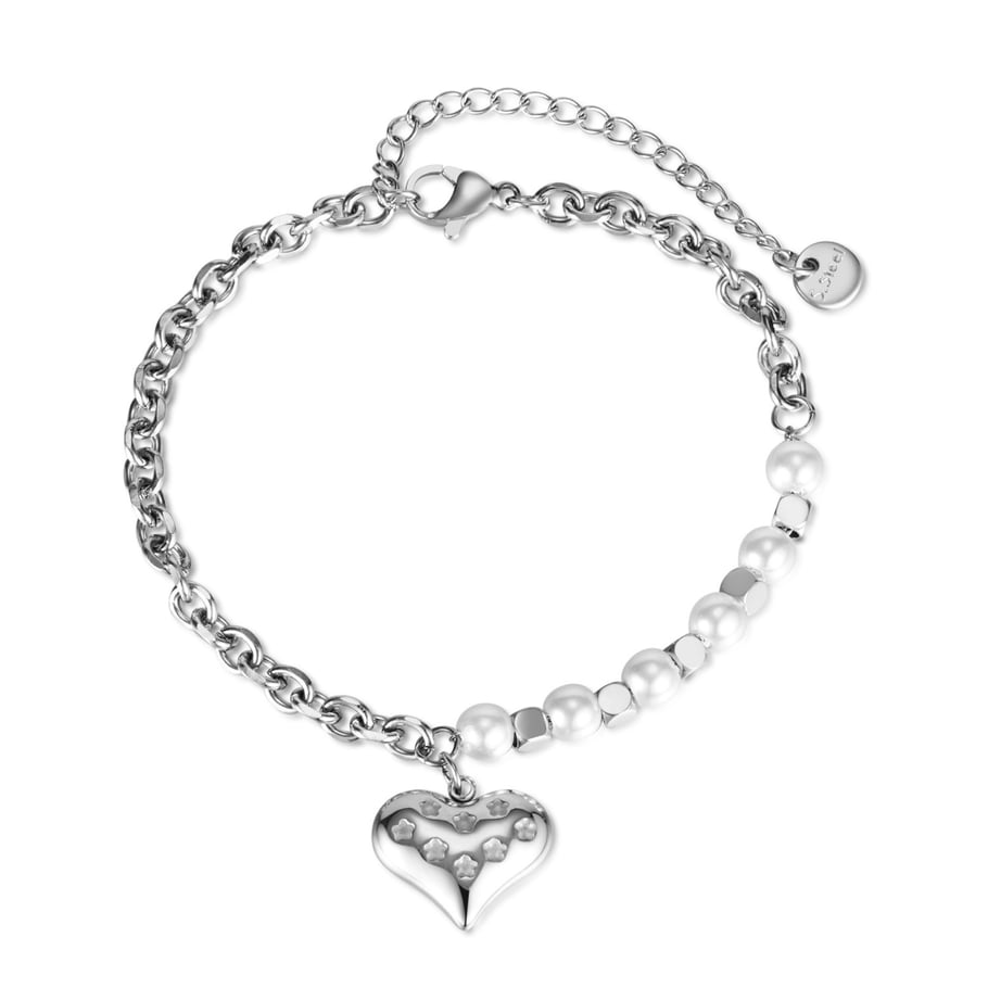 Pulseras con dijes de acero inoxidable dorado de 1 pieza con forma de corazón para mujer 