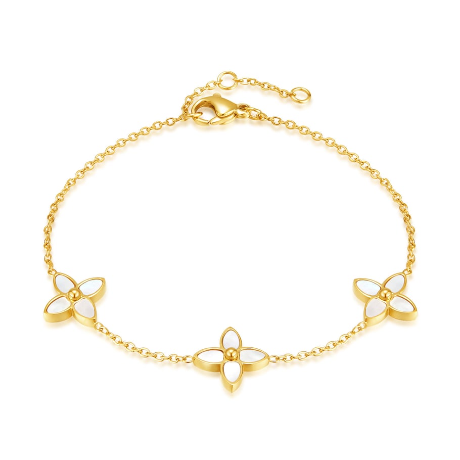 1 Stück Simple Series Tägliche geometrische Edelstahl Goldfarbene Muschel Damen Kettenarmbänder 