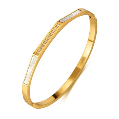 1 Stück Simple Series Retro Geometrische Edelstahl Damen Armreifen h5 