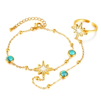 pulsera de cadena de acero inoxidable para mujer, de 1 pieza, con diseño geométrico diario,  h5 