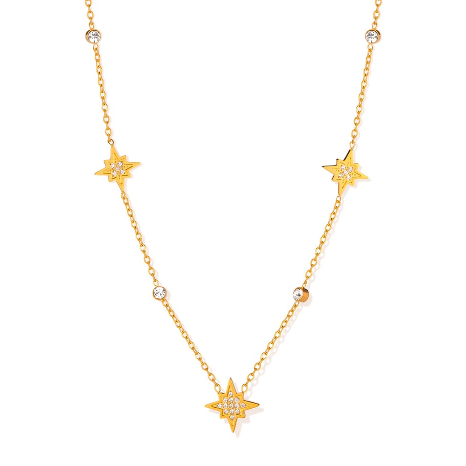 1 Stück Simple Series Tägliche geometrische Edelstahl Goldfarbene Damen-Anhängerketten 