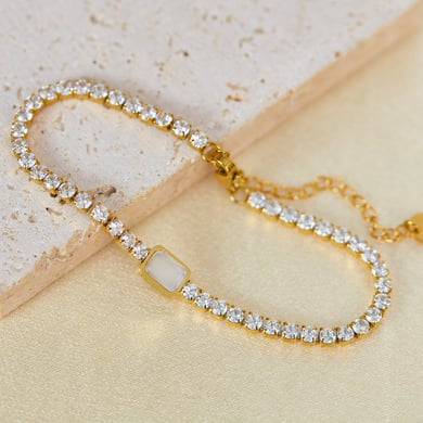 pulsera de cadena de acero inoxidable para mujer, de 1 pieza, con diseño geométrico diario,  h5 Imagen2