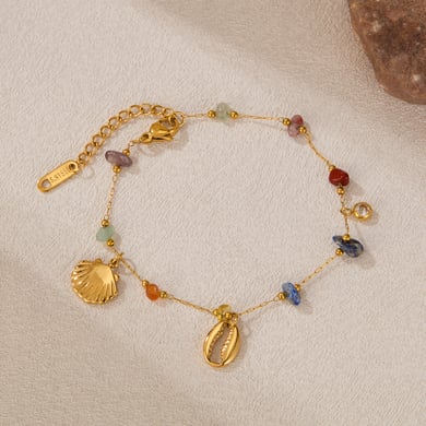 1 Piece Marine Series Polychrome Conch Stainless Steel Gold Color Women's Chain Bracelets h5 Picture2