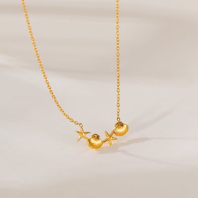 1 Piece Vacation Series Marine Starfish Stainless Steel Gold Color Women's Pendant Necklaces h5 Picture2