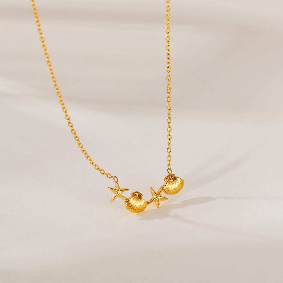 1 Piece Vacation Series Marine Starfish Stainless Steel Gold Color Women's Pendant Necklaces Picture2