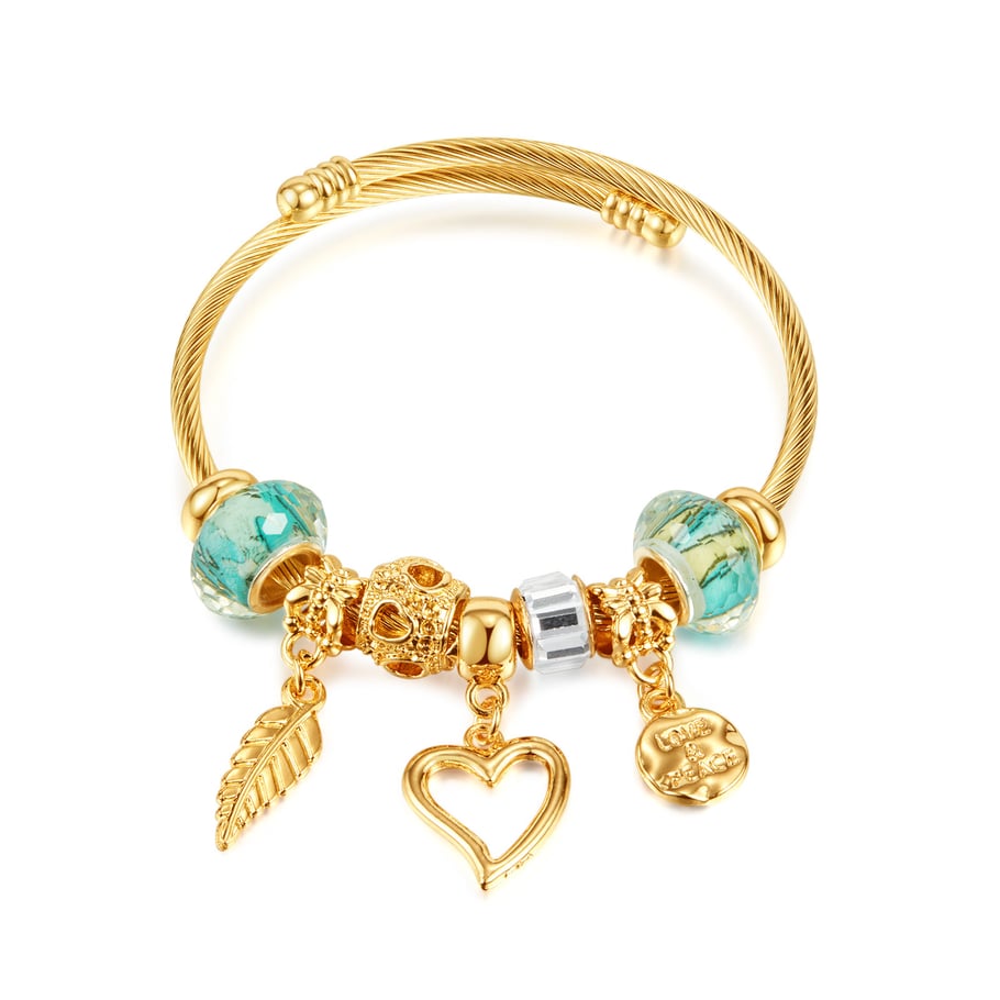 1 pieza de pulseras de acero inoxidable con forma de corazón para mujer, serie simple 