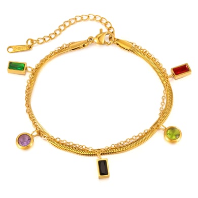 1 Piece Gorgeous Series Daily Rectangular Pendant Stainless Steel Gold Color Women's Chain Bracelets h5 