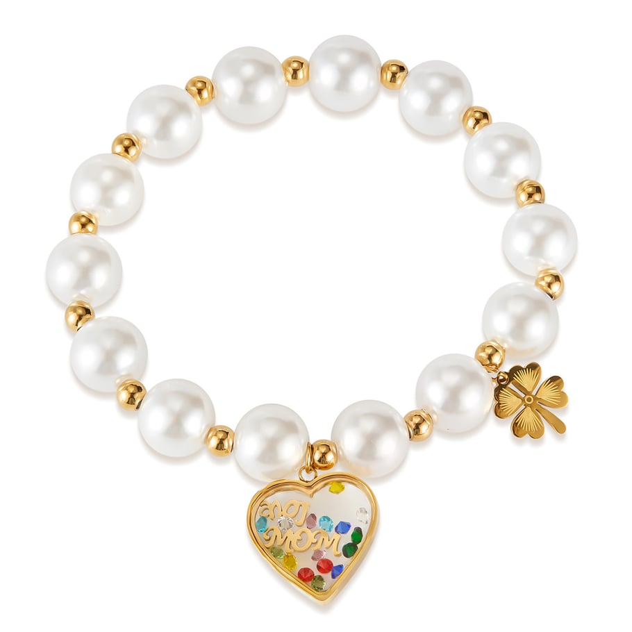 1 Stück Simple Series Daily Heart Edelstahl Goldfarben Damen Charm Armbänder 