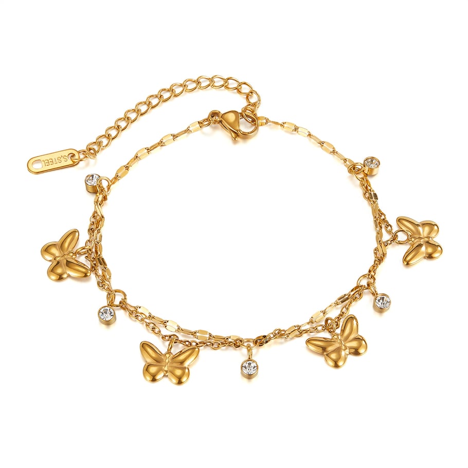 1 Stück Simple Series Daily Animal Edelstahl Goldfarben Damen Charm Armbänder 