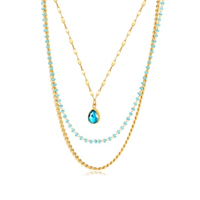 Collar de cadena de acero inoxidable con cuentas simples de la serie Simple de 1 pieza para mujer h5 