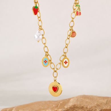 1 Stück Romantische Serie Tägliche geometrische Edelstahl Gold Farbe Damen Anhänger Halsketten h5 Bild2