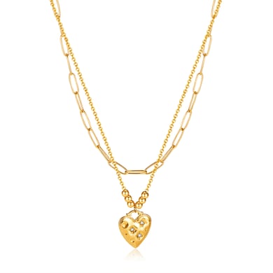 1 Piece Superior Series Chic Heart Stainless Steel Gold Color  Women's Pendant Necklaces h5 
