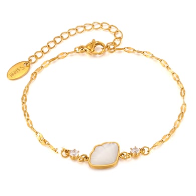 Pulsera de cadena de acero inoxidable para mujer, serie simple, geométrica, color dorado, 1 unidad h5 