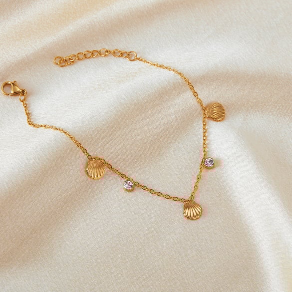 1 Stück Marine Serie Modische Conch Edelstahl Gold Farbe Damen Charm Armbänder