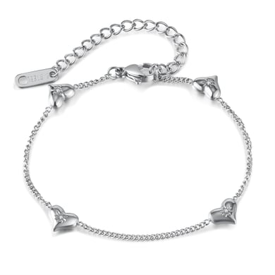Pulsera de cadena de acero inoxidable color dorado con diseño de corazón diario de serie simple para mujer, 1 pieza h5 