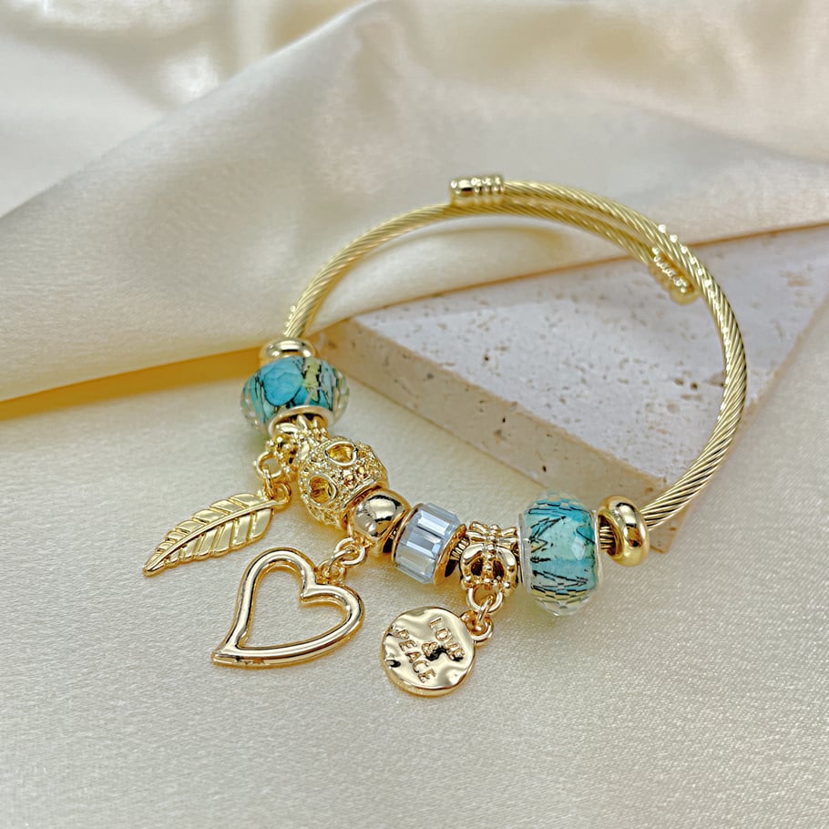 1 pieza de pulseras de acero inoxidable con forma de corazón para mujer, serie simple Imagen2