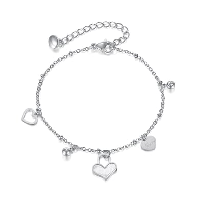 1 Piece Simple Series Daily Heart Shape All-match Stainless Steel Gold Color Women's Charm Bracelets h5 