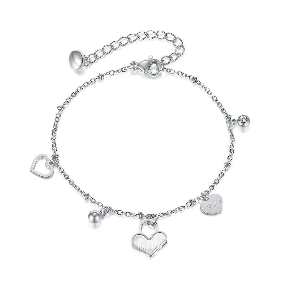 1 Piece Simple Series Daily Heart Shape All-match Stainless Steel Gold Color Women's Charm Bracelets 