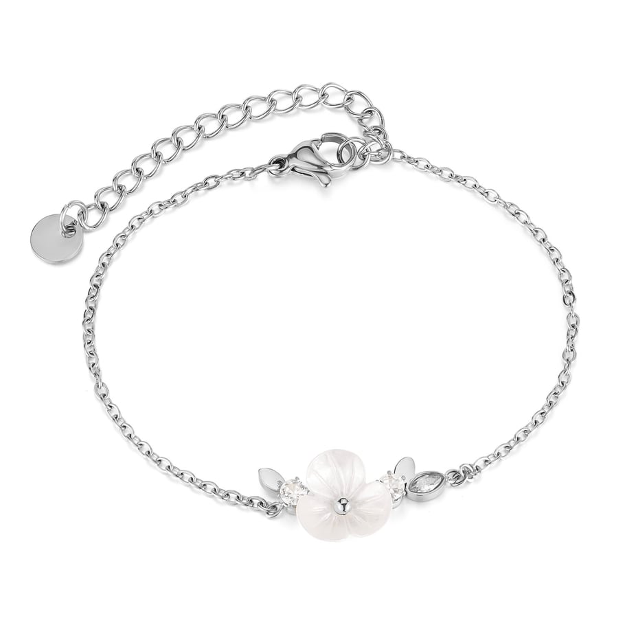 Pulsera de cadena de acero inoxidable color dorado con diseño de flores diarias de serie simple para mujer, 1 pieza 