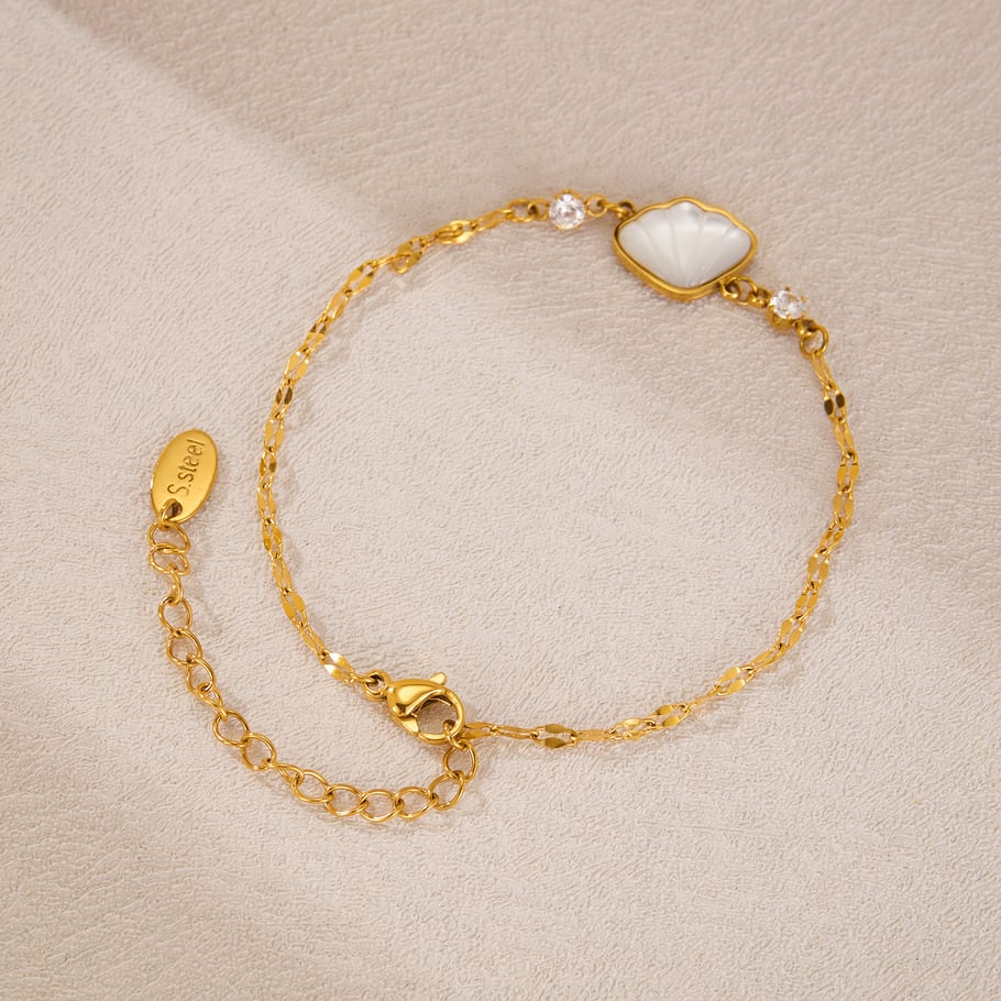 Pulsera de cadena de acero inoxidable para mujer, serie simple, geométrica, color dorado, 1 unidad Imagen2