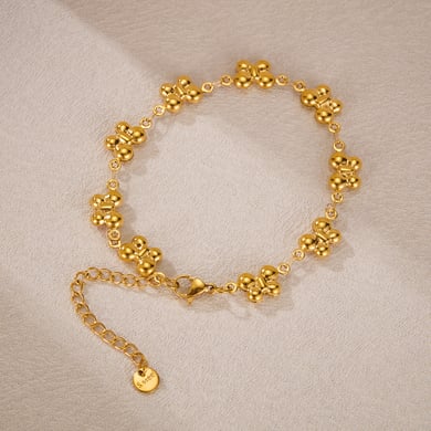 Pulsera de cadena de acero inoxidable color dorado para mujer, serie simple, 1 unidad, con diseño de animales para uso diario. h5 Imagen2