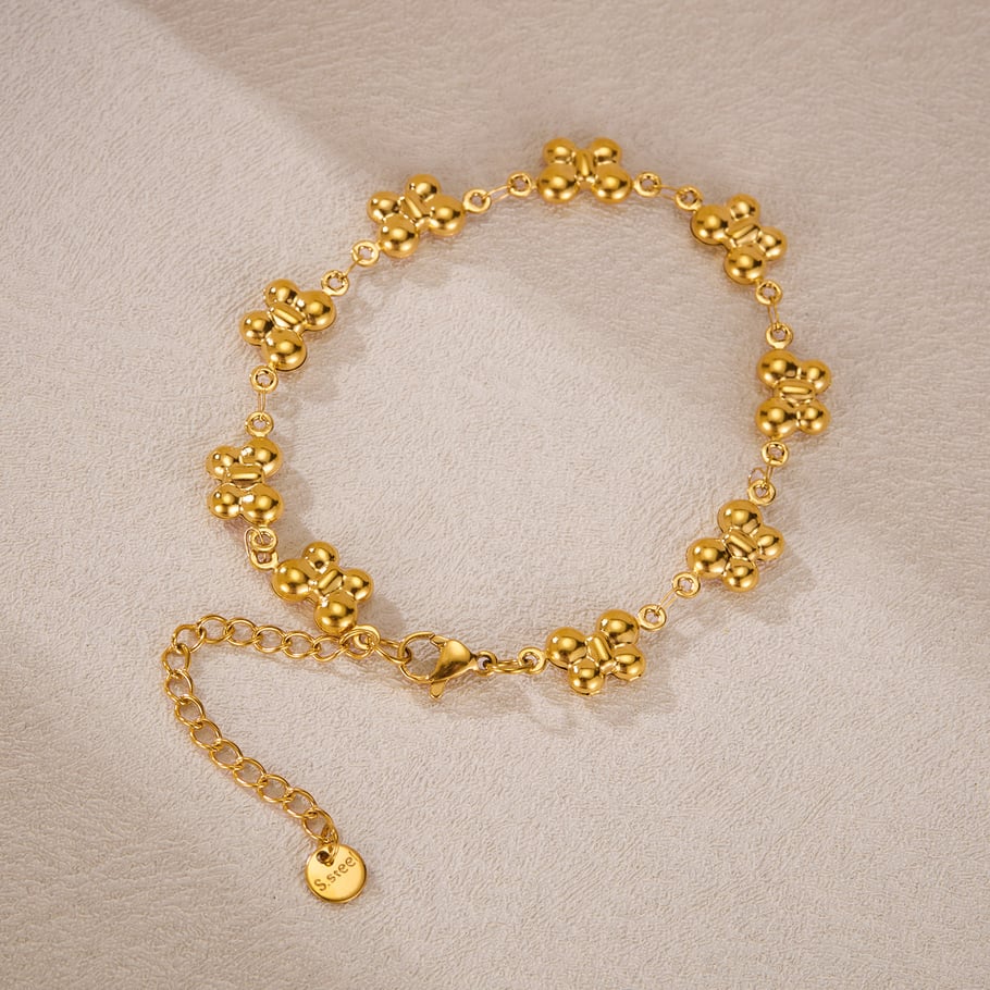 Pulsera de cadena de acero inoxidable color dorado para mujer, serie simple, 1 unidad, con diseño de animales para uso diario. Imagen2