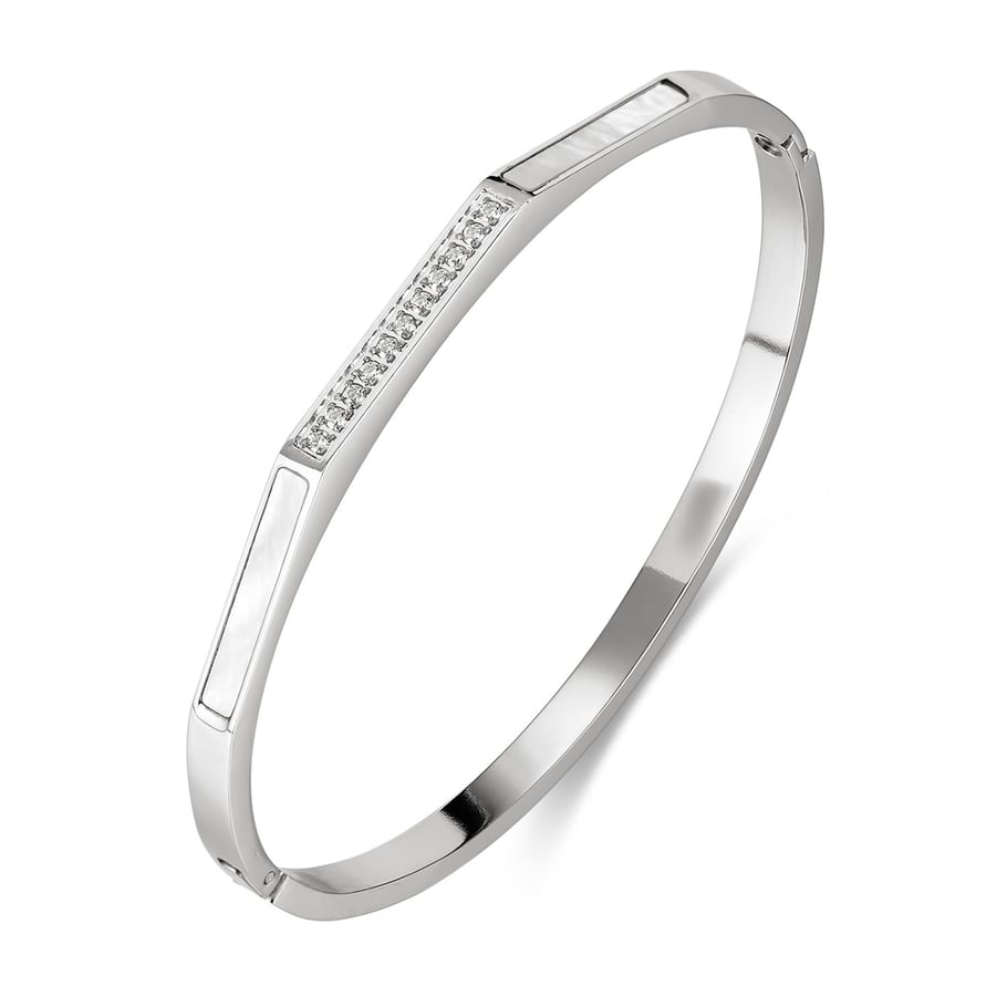 1 Stück Simple Series Retro Geometrische Edelstahl Damen Armreifen 