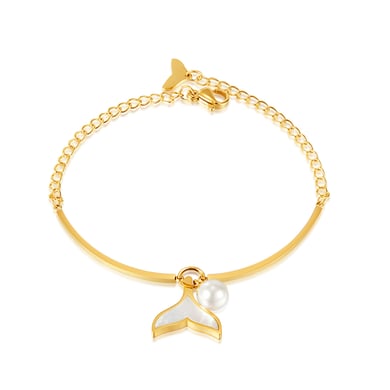 1 Stück Simple Series Tägliche geometrische Edelstahl Gold Farbe Damen Charm Armbänder h5 