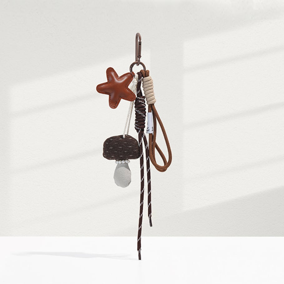 1 Piece Retro Style Leather Five-pointed Star Women's Bag Charms 