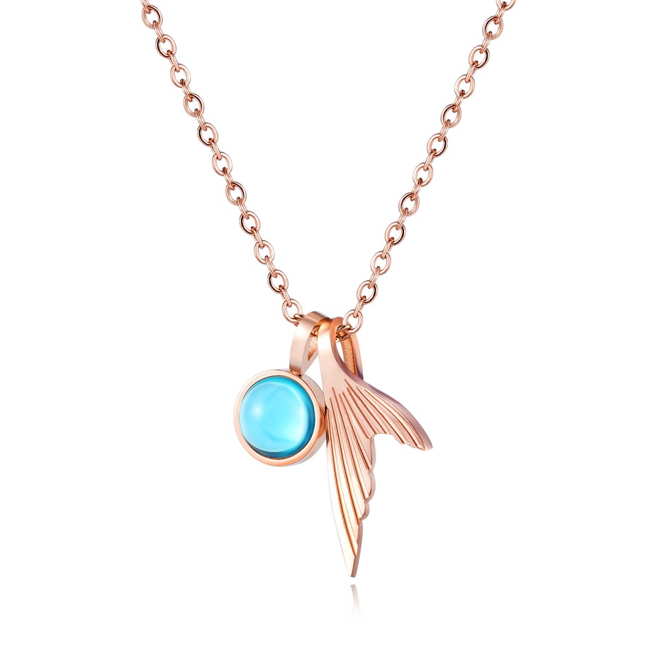 1 Piece Vacation Fishtail Designable Tassel Stainless Steel Gold Color Women's Pendant Necklaces 