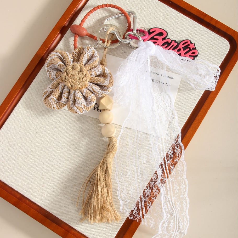 1 Piece Romantic Series Bohemian Lace Flower Vacation Bowknot Rayon Women's Bag Charms 