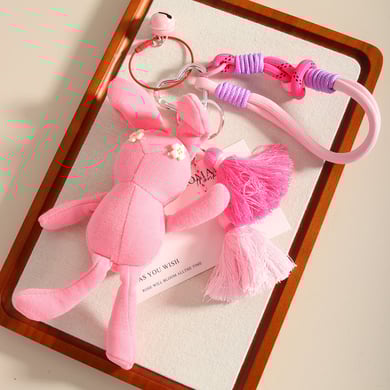 1 Piece Vivid Series Stylish Cute Pink Rabbit Doll Rayon Women's Bag Charms h5 