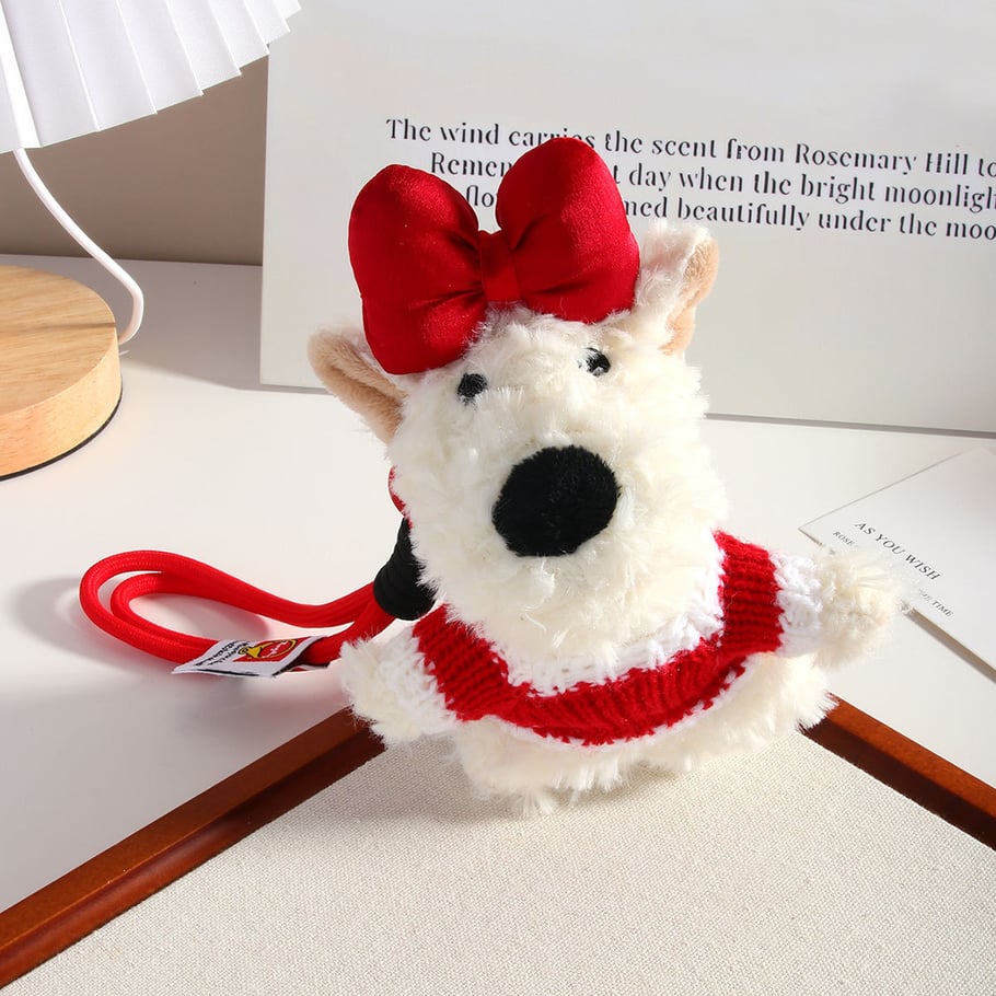1 Piece Vivid Series Sweet Bowknot Puppy With Sweather Rayon Women's Bag Charms 