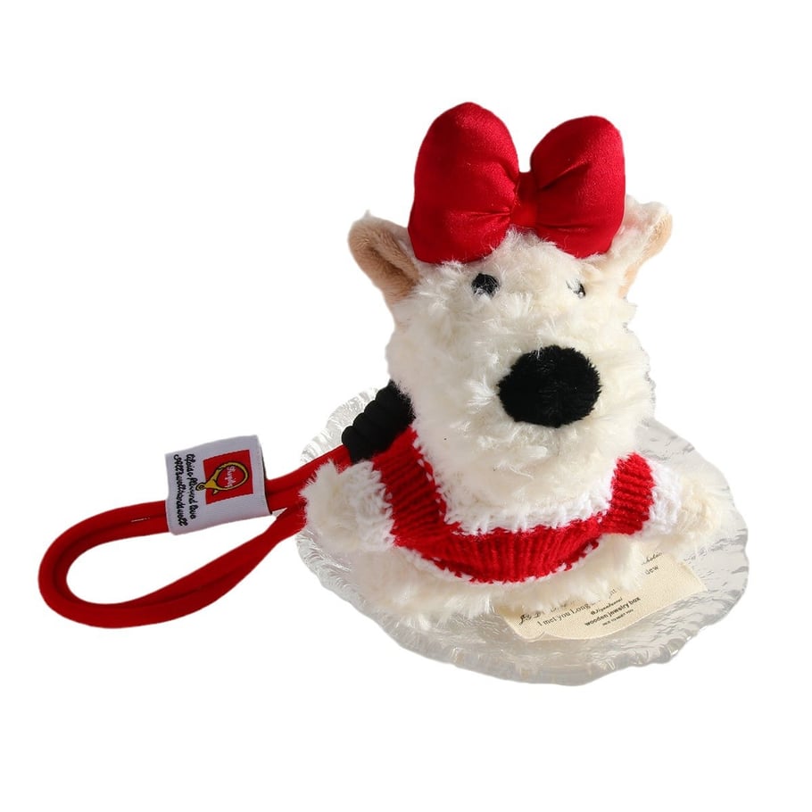 1 Piece Vivid Series Sweet Bowknot Puppy With Sweather Rayon Women's Bag Charms Picture2