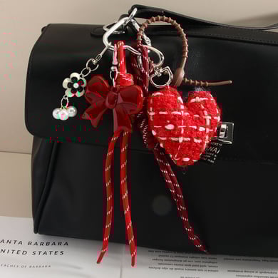 1 Piece Stylish Series Elegant Plaid Heart Shape Garniture Rayon Women's Bag Charms h5 