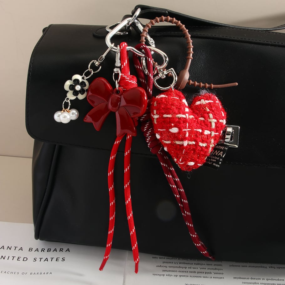 1 Piece Stylish Series Elegant Plaid Heart Shape Garniture Rayon Women's Bag Charms 