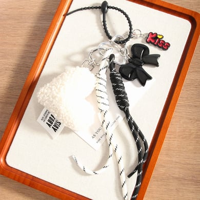 1 Piece Classic Series Sweet White Heart Shape Fabric Women's Bag Charms h5 