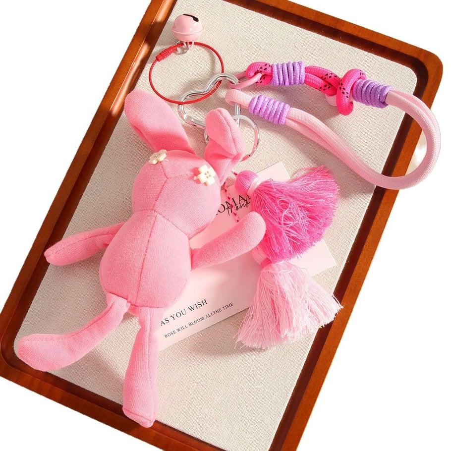 1 Piece Vivid Series Stylish Cute Pink Rabbit Doll Rayon Women's Bag Charms Picture2